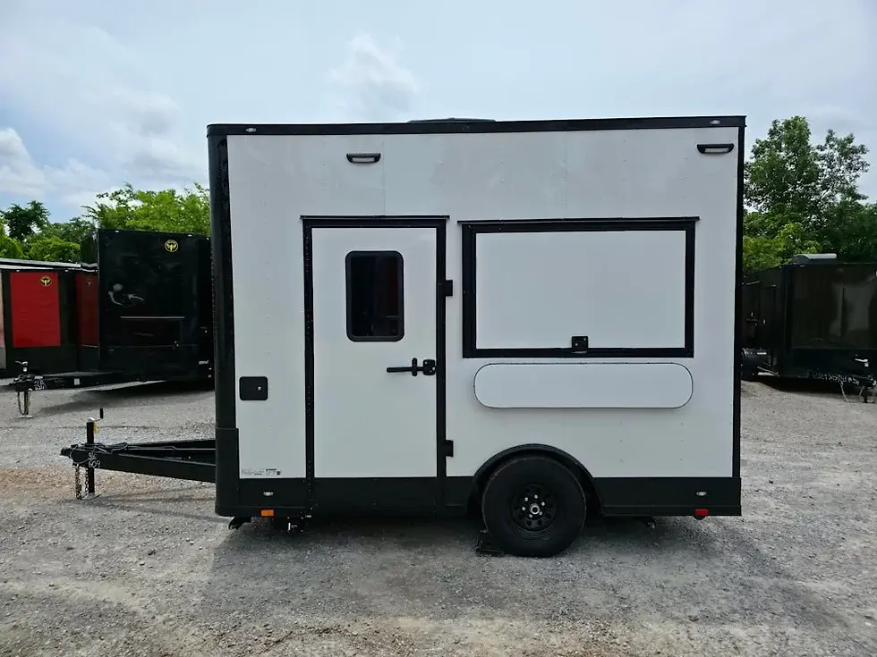 Thumbnail: .5 x 12 White Flat Front Trailer — Blackout Trim, Tall 8-Foot Interior