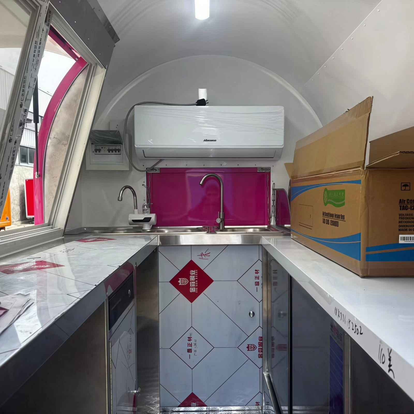 2026 Empire Trailers Pink Mobile Catering Food Trailer Single Axle Dual Serving Hatch Coffee kitchen trailers for sale — photo 5 of 9 | Prime Trail Trailers