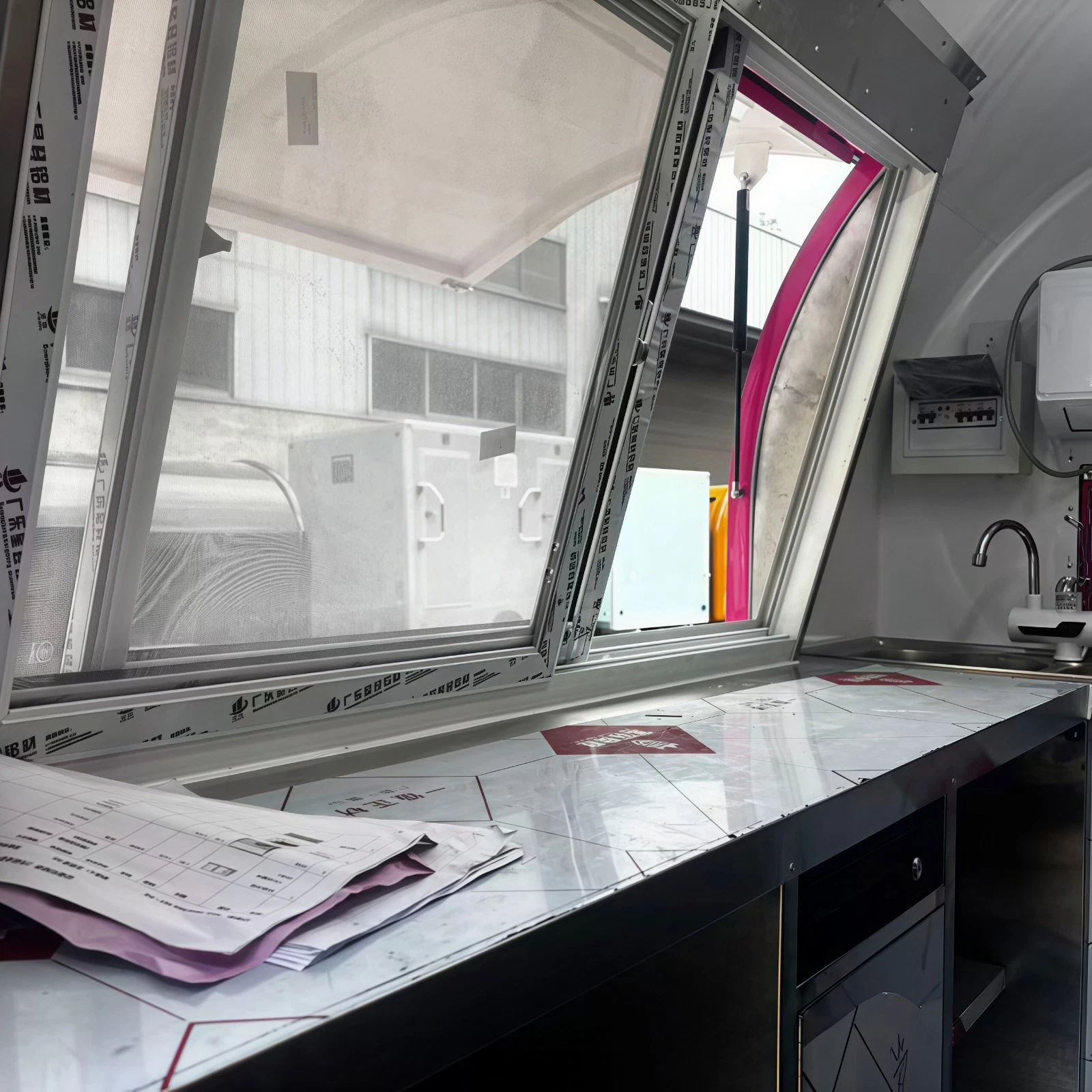 2026 Empire Trailers Pink Mobile Catering Food Trailer Single Axle Dual Serving Hatch Coffee kitchen trailers for sale — photo 4 of 9 | Prime Trail Trailers