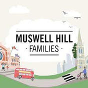 Muswell Hill Families text above a scenic illustration of a town scene.