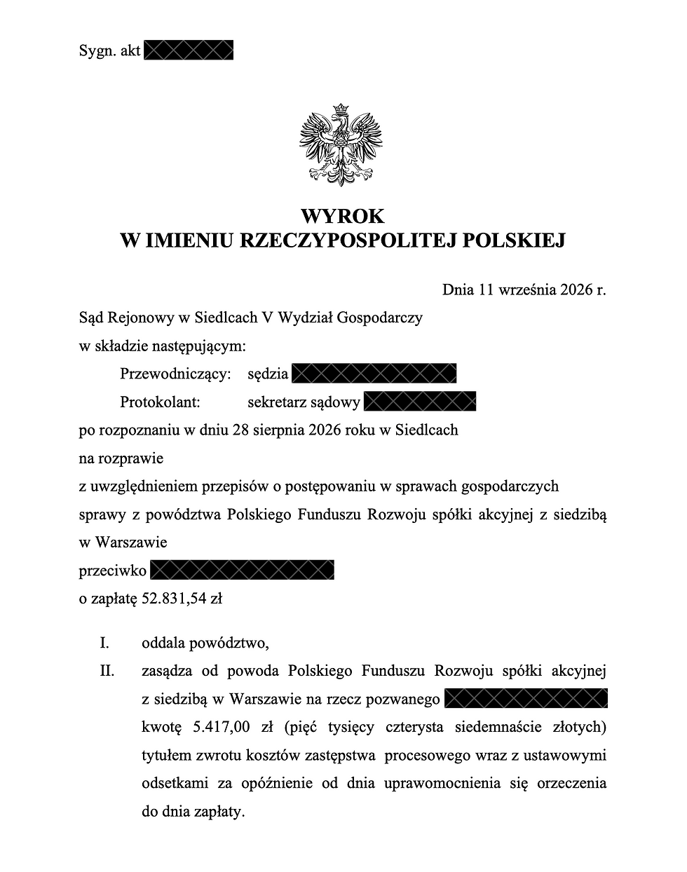 Wyrok oddalający powództwo PFR o zwrot subwencji finansowej