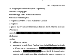 Zwrot Subwencji Finansowej PFR CBA