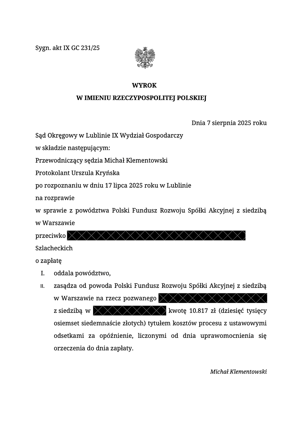 Zwrot Subwencji Finansowej PFR CBA