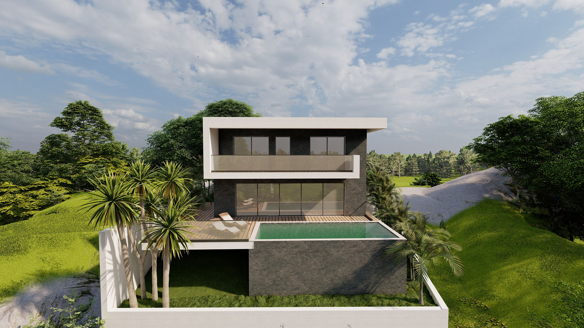 Moradia em terreno descendente - House in descending slope - São João da Talha, Loures — projeto de arquitetura residencial AJA Projetos