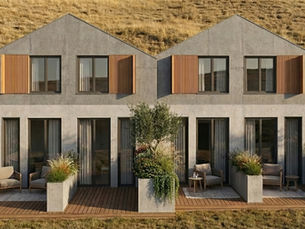 Complexo de turismo de habitação em Évora com arquitetura contemporânea integrada na paisagem alentejana, projetado para proporcionar conforto, partilha e experiência