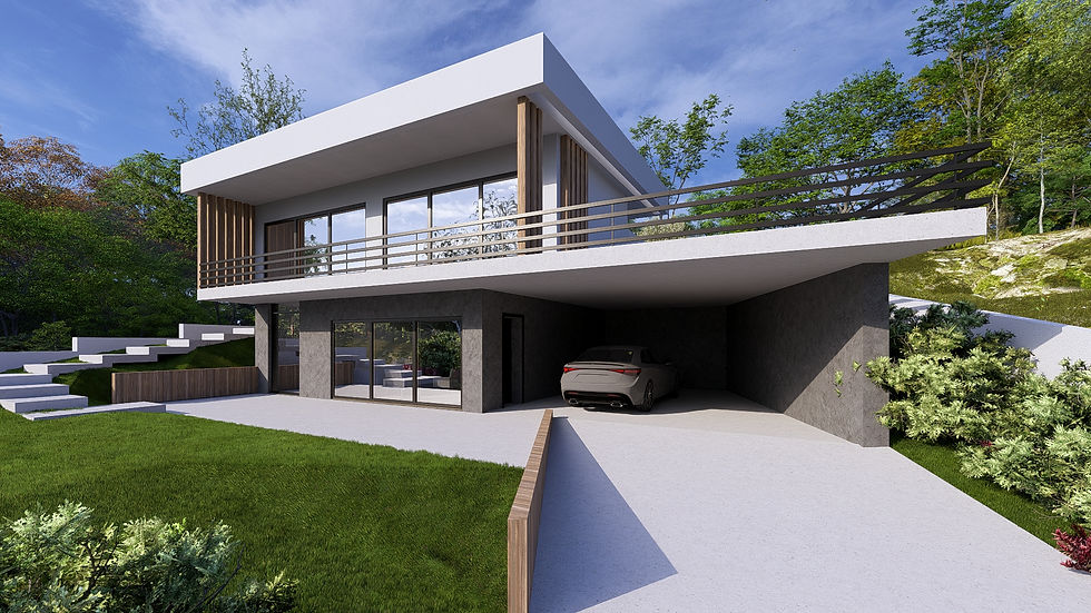 Moradia Moderna em Terreno Inclinado