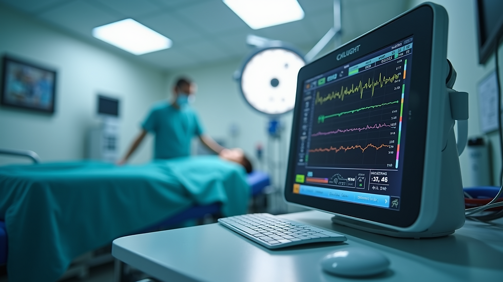 Close-up view of a modern medical device used for patient monitoring