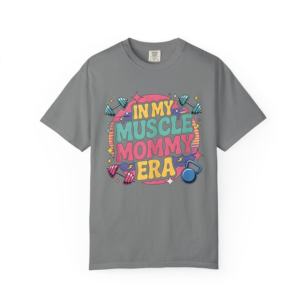Thumbnail: In My Muscle Mommy Era T-Shirt — Cute Gym Mom Fitness Tee