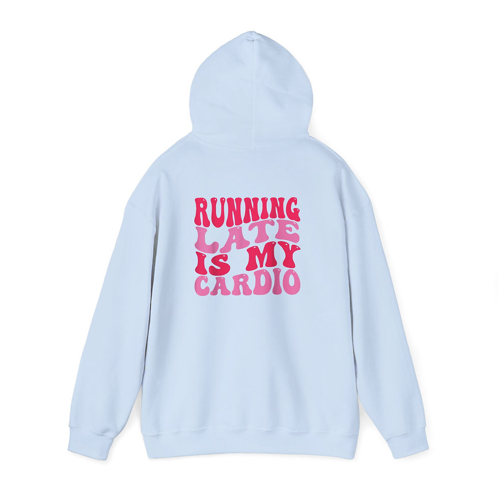 Thumbnail: Hoodie — "Running Late Is My Cardio" Retro Pink Graphic Hoodie