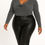 Thumbnail: VSG Black #1 Plus Size party Sheer Knit Studded Bling Top — 25" 1X-3X
