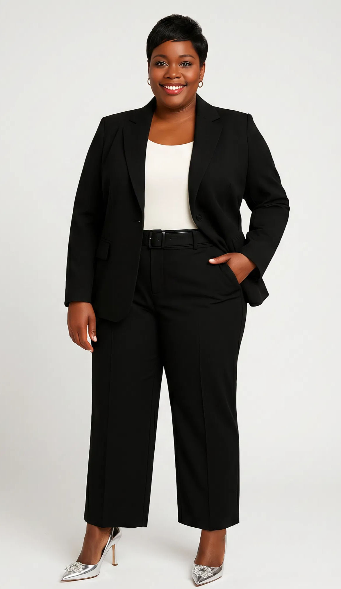 VSG Crepe Wide-Leg Belted Bootie Trousers