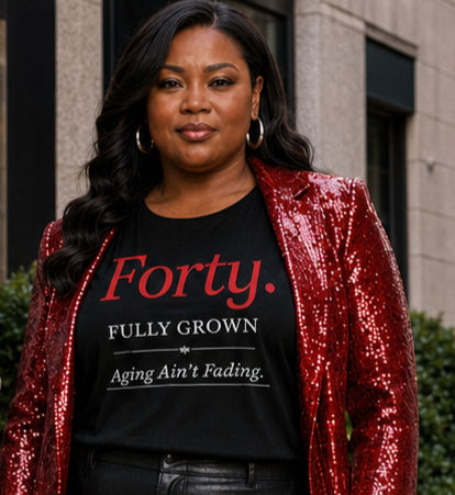 Thumbnail: FORTY. FULLY GROWN.  Red-hot grown-woman energy ."40" Heat