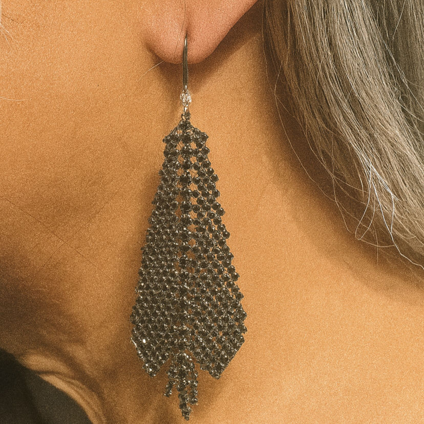 VSG Jet Rhinestone Fishtail Earrings