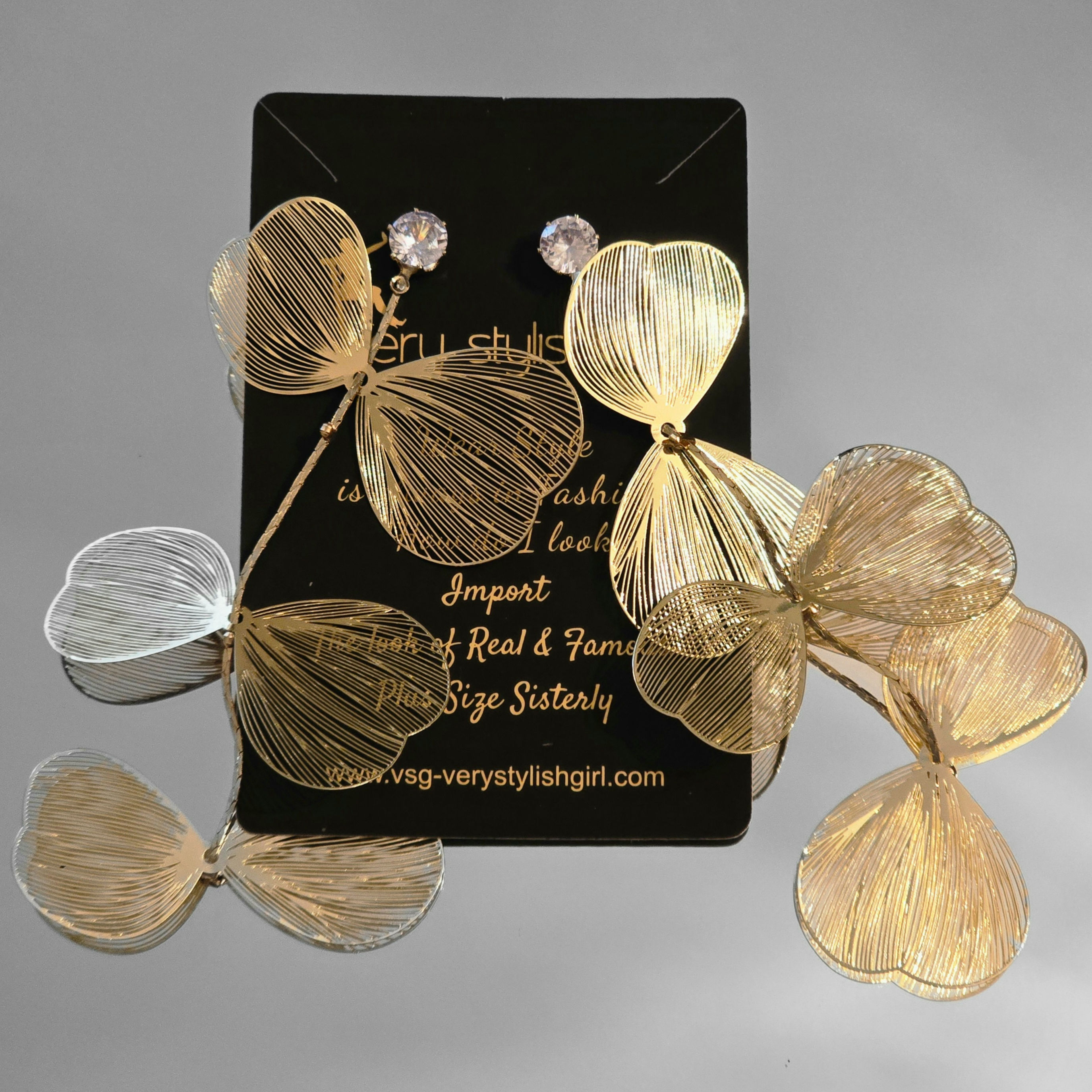 Goldtone Fine Wire Floating dragonfly’s wing Earrings
