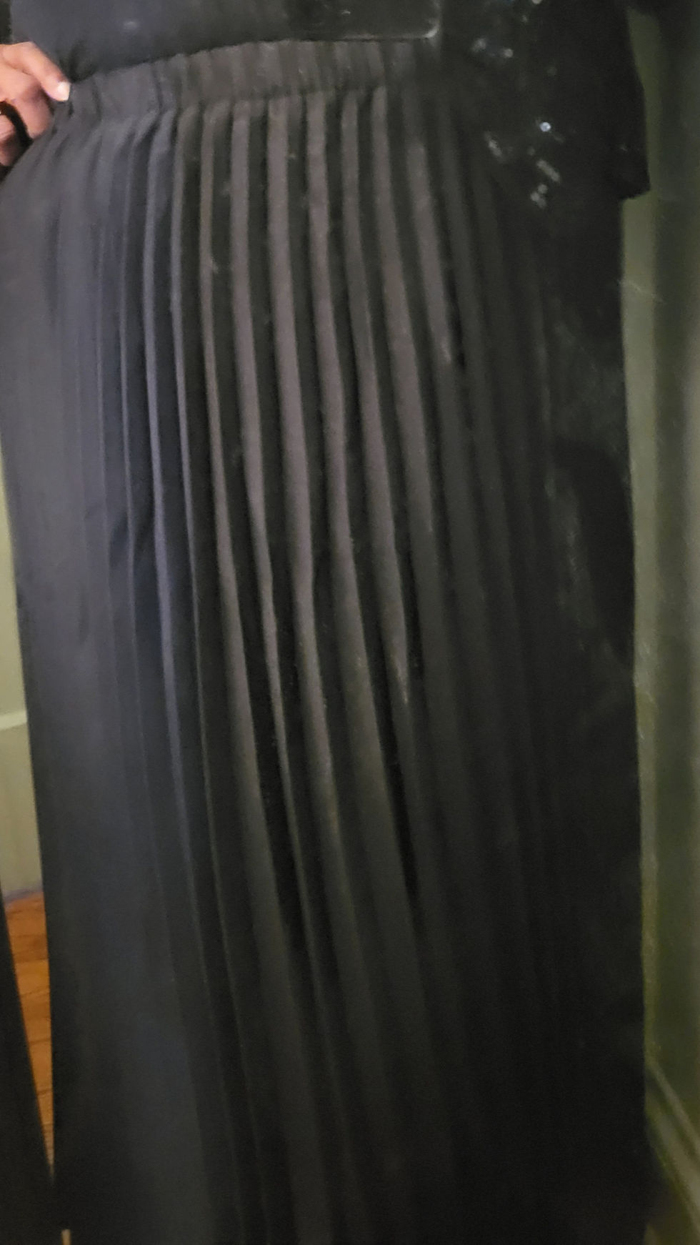 Thumbnail: 37" Crepe Knife Pleat MAXI church Skirt Black or Ivory