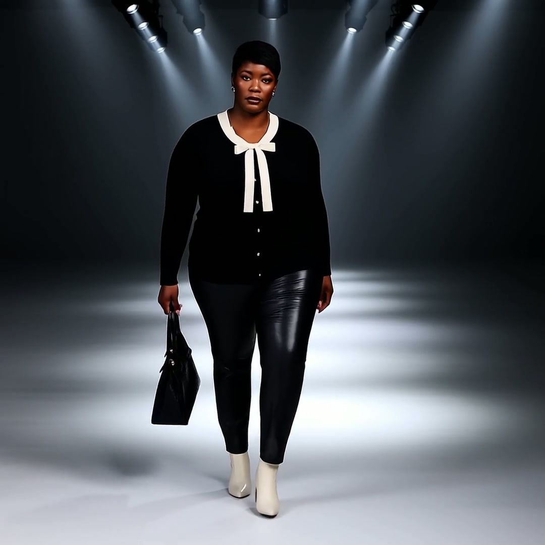 VSG Fine-Gauge Two-Tone Faux Pearl trim Sweater "A la " Chanel