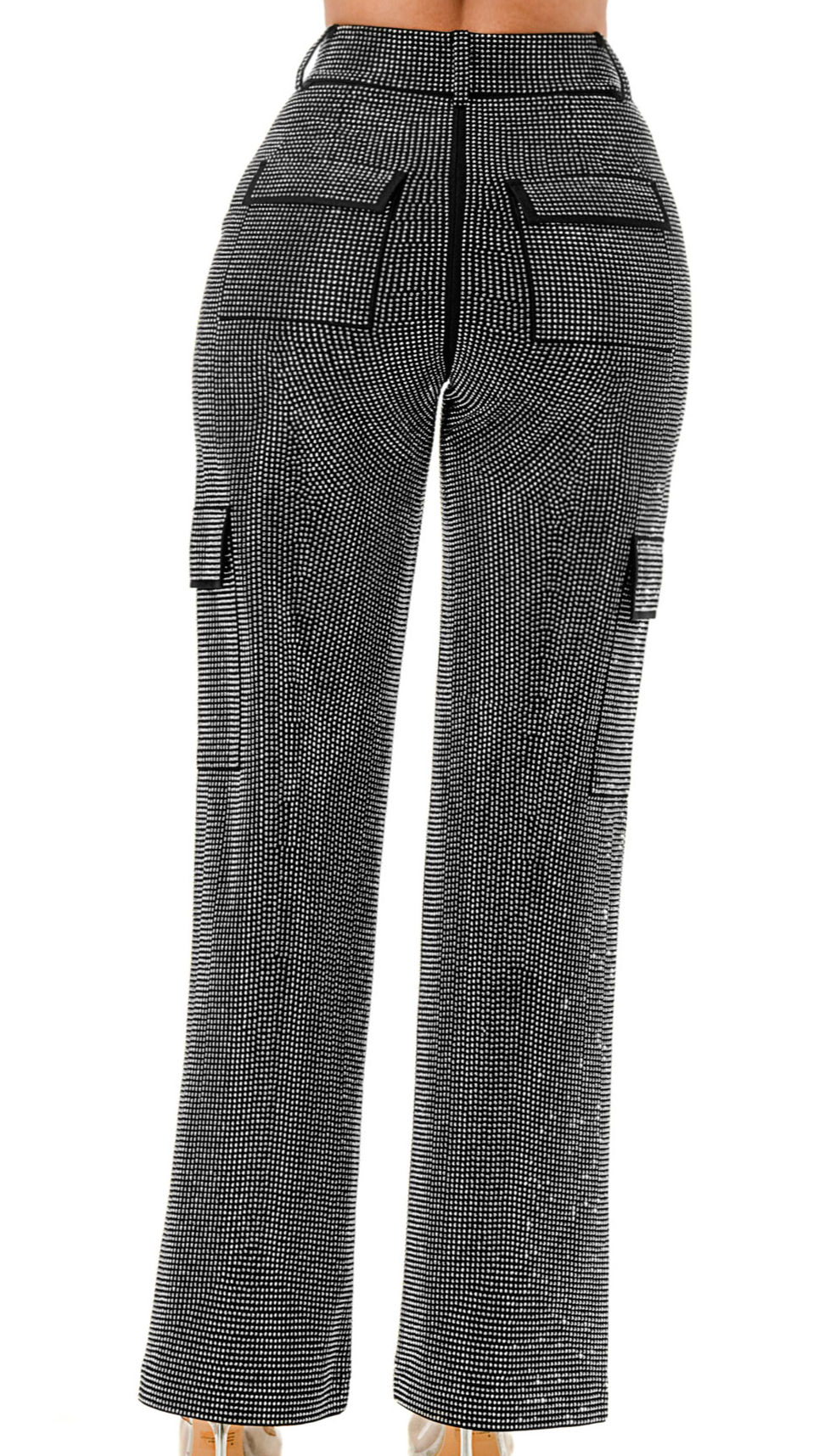 Thumbnail: THE STAR: PONTE STRETCH KNIT BLING CARGO PANTS