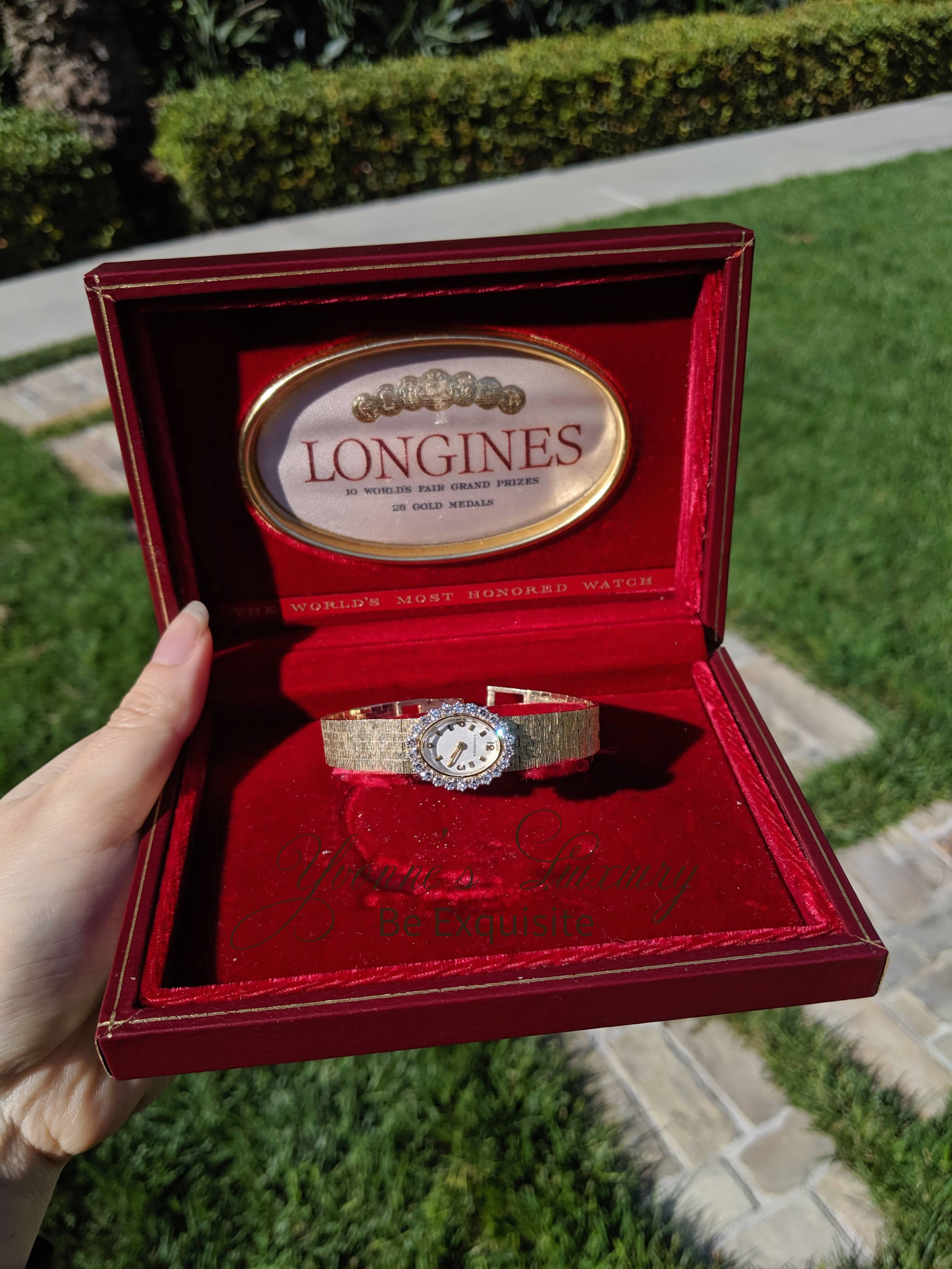Longines Wittnauer 14K Yellow Gold Diamond Bezel Wristwatch