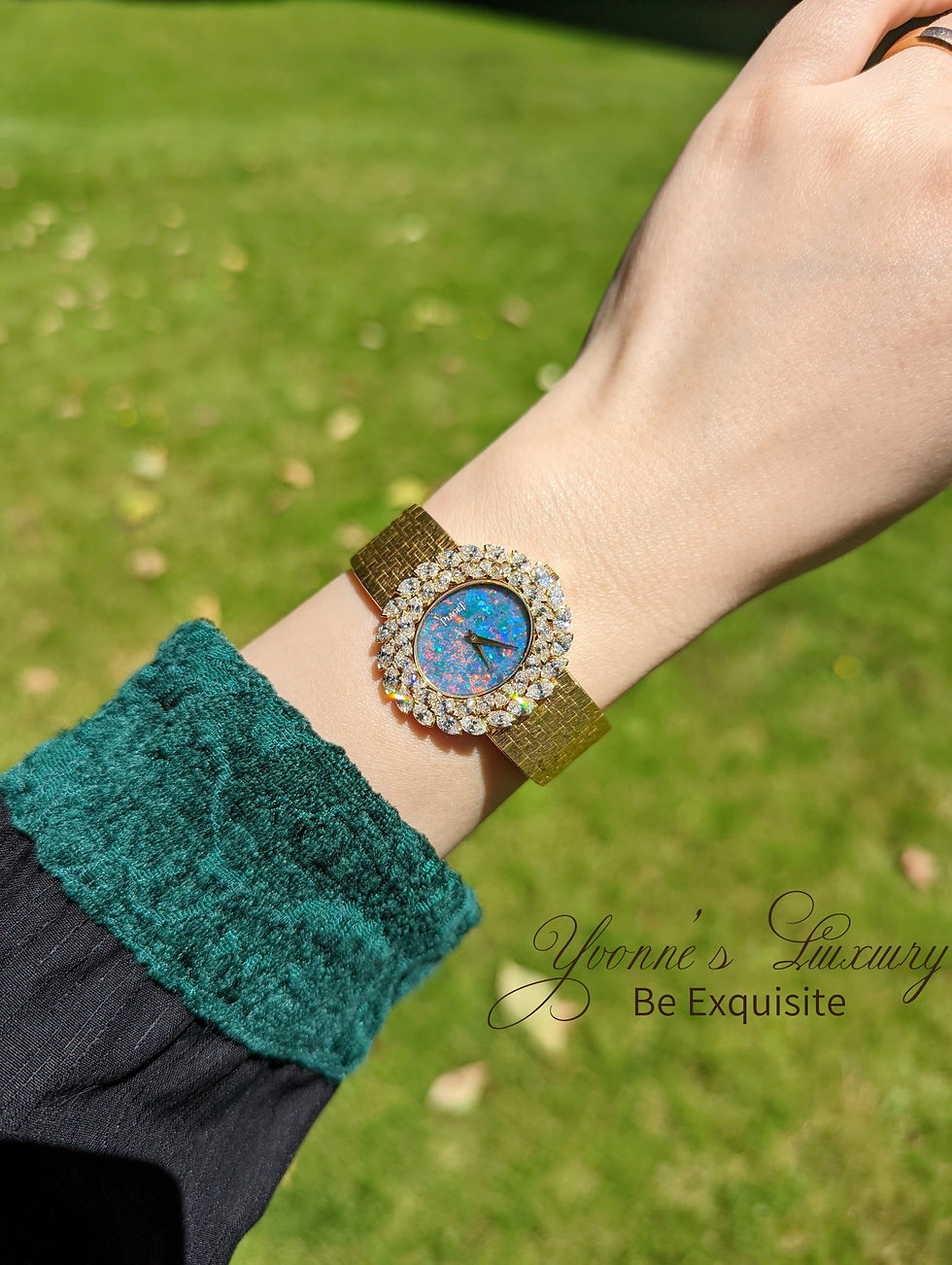 Thumbnail: Piaget Extremely Rare 18K Yellow Gold Marquise Diamond Opal Dial Wristwatch