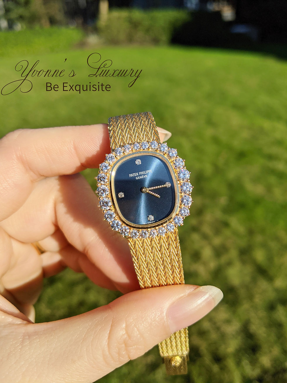 Patek Philippe Vintage Diamond Bezel Sunburst Dial Watch