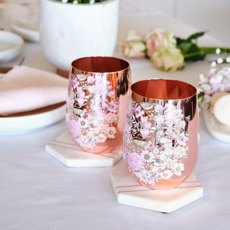 Thumbnail: Floral Print Copper Glasses (set of 2), CLINQ