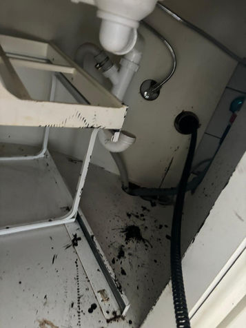 Verstopfter Küchenabfluss vor der Rohrreinigung