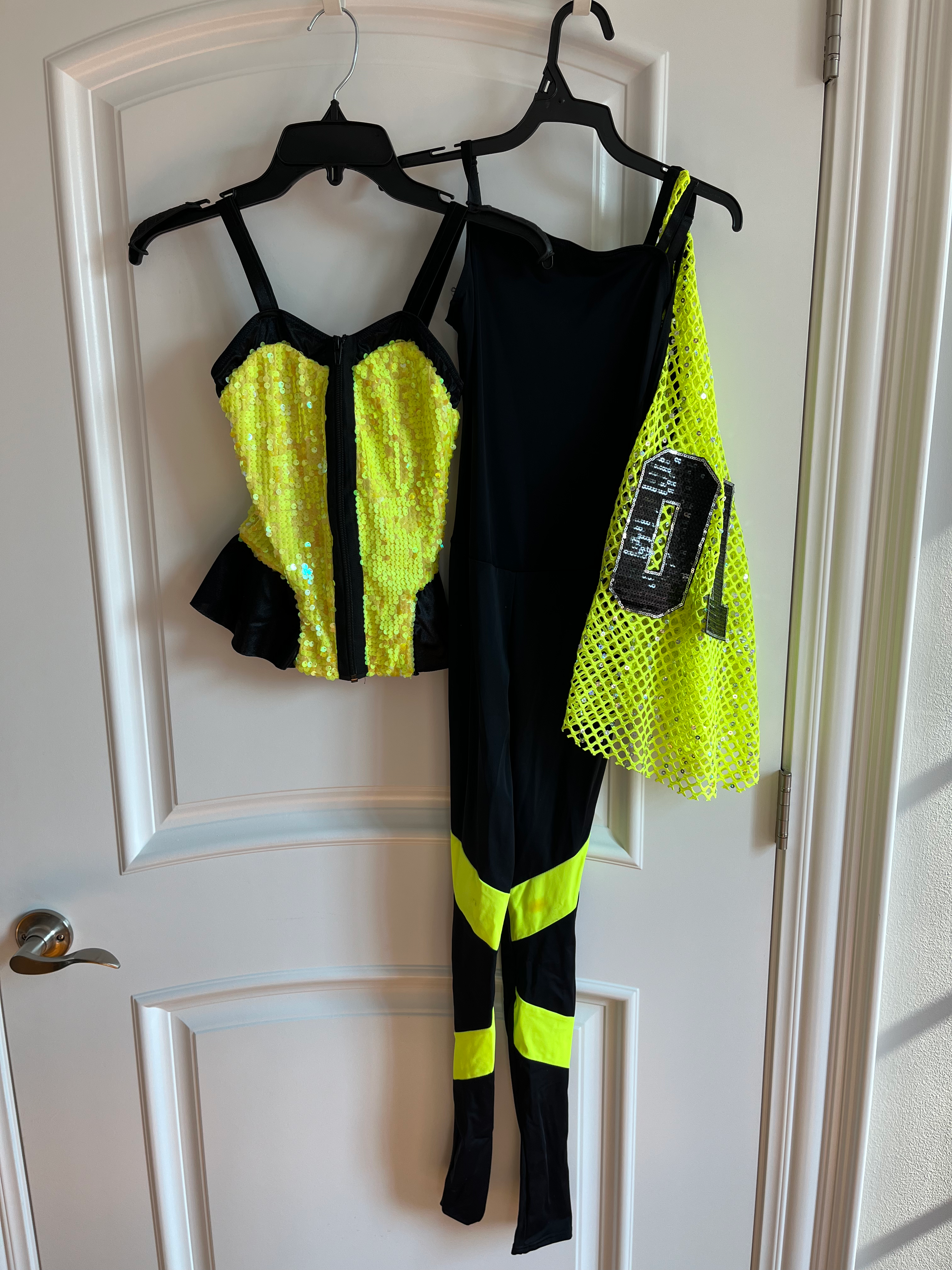 Neon Yellow Mesh Jersey with Black Jumpsuit and Neon Yellow Top