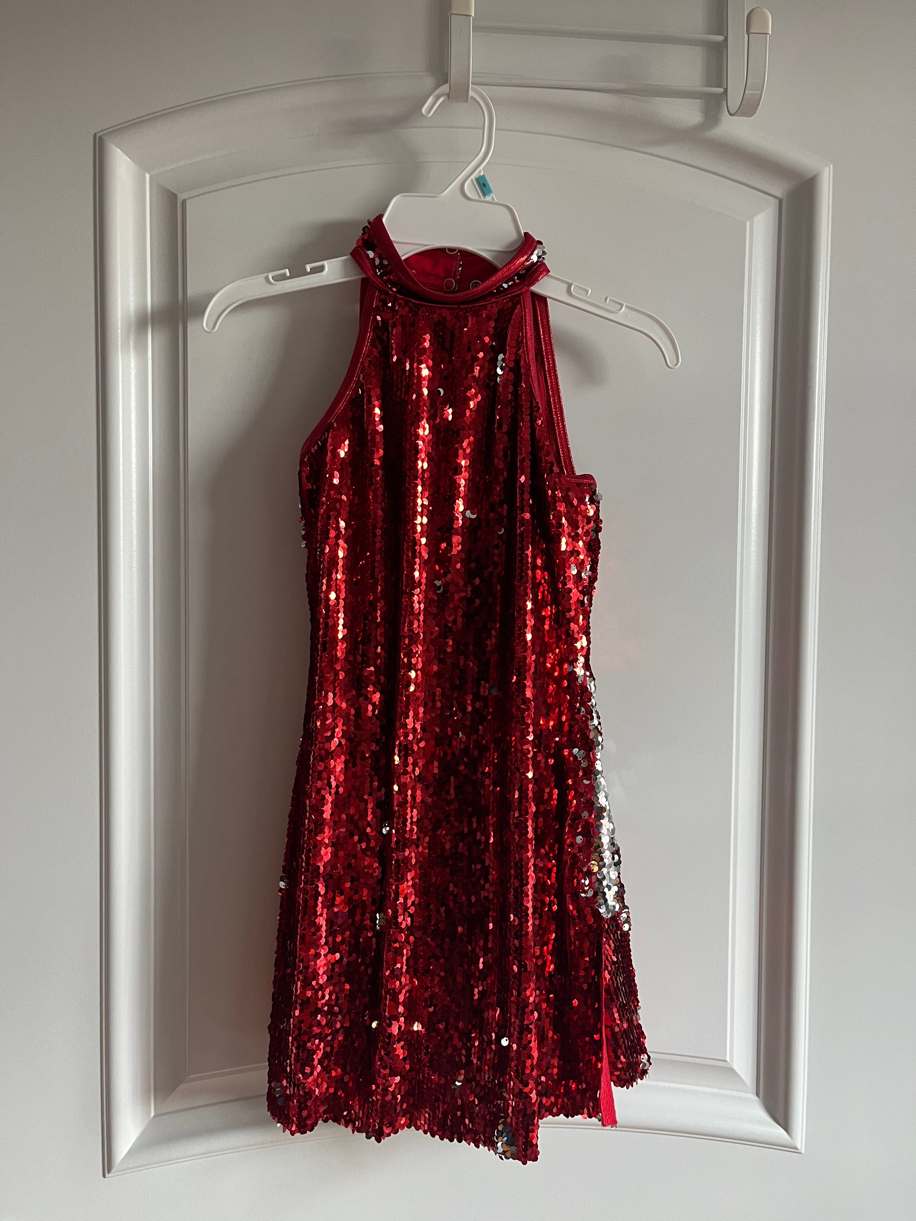 Red Sequin Dress with Flippable Sequins that turn Silver