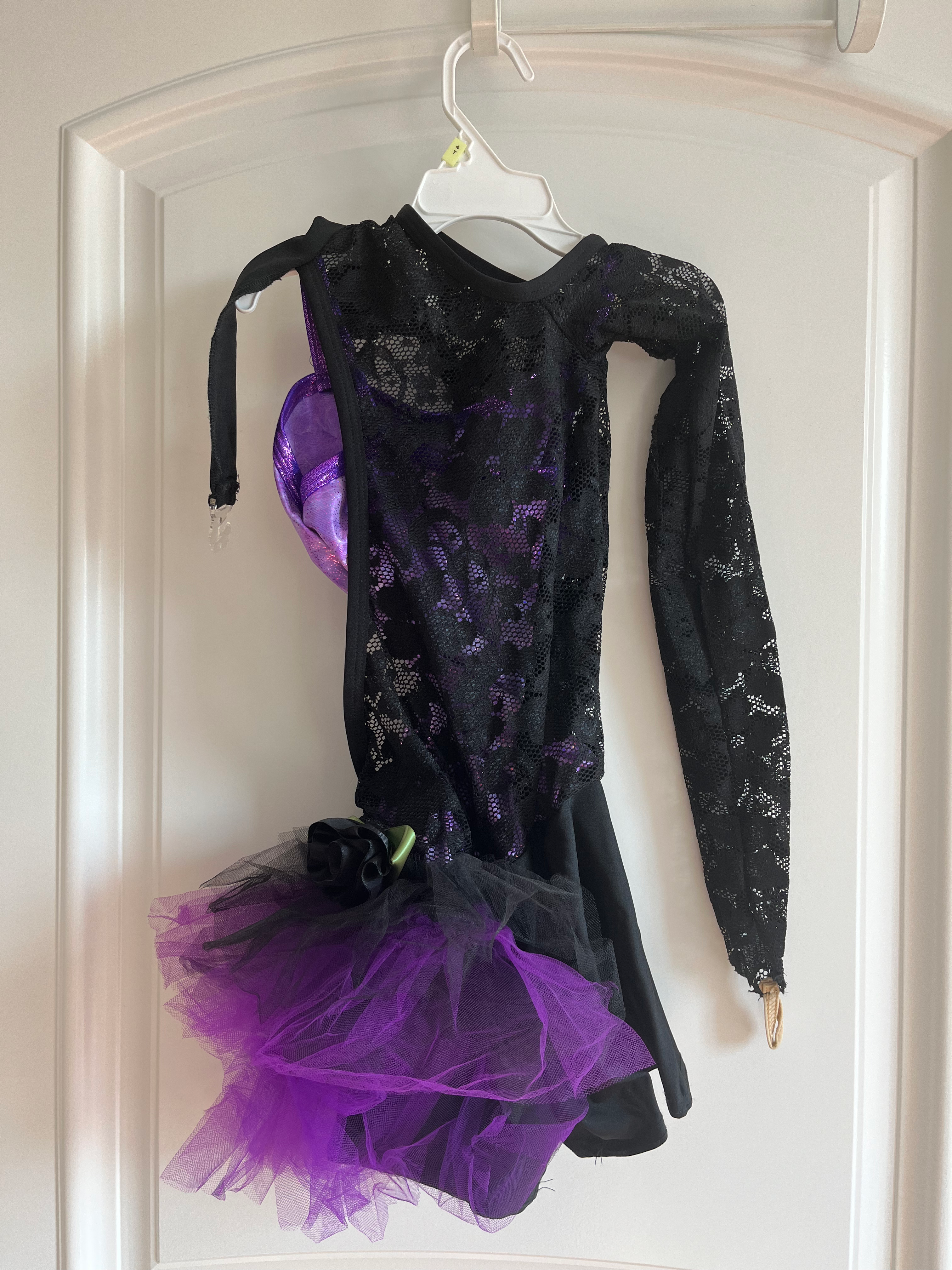 Purple Metallic Top with One Lace Black Long Sleeve and Purple Half Top