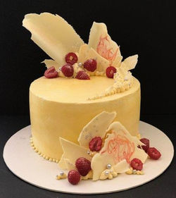 Lemon Syllabub White Chocolate Shards Fresh Raspberries Cake