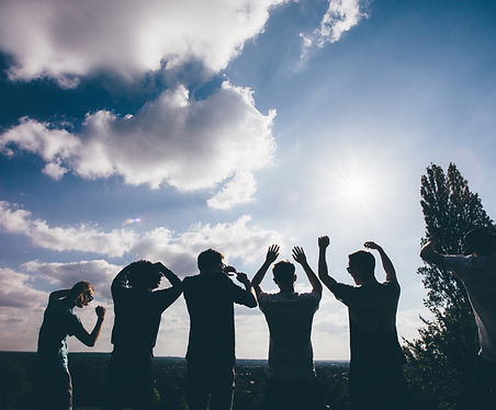 friends playing in sun