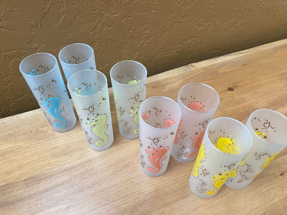 Thumbnail: Vintage Highball Glasses with Seahorses by Federal