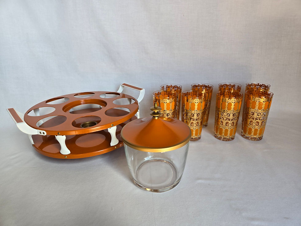 Thumbnail: Mid-century Culver Barware 22K Gold Orange Scroll