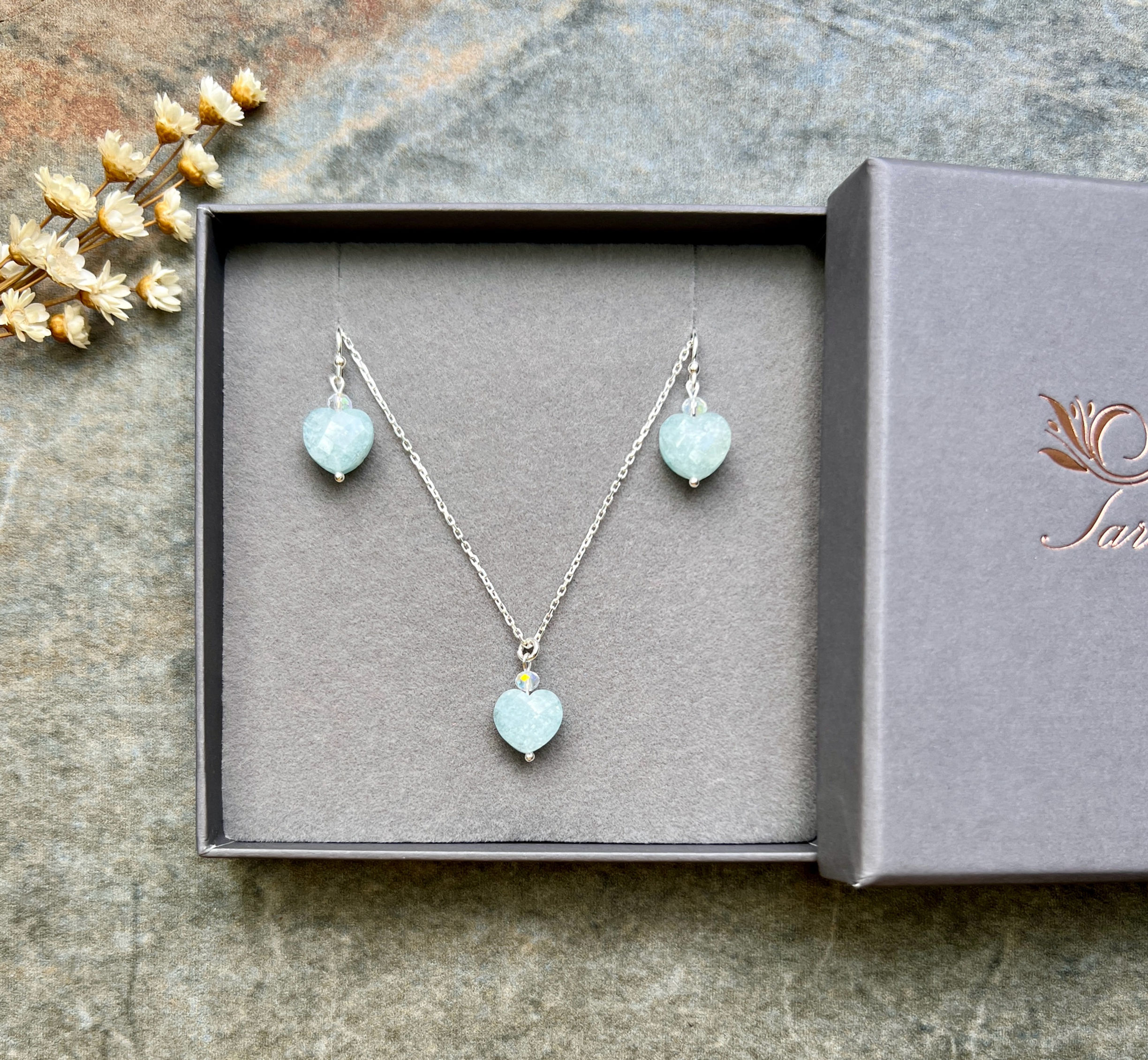 925 Sterling Silver  Aquamarine Jewellery Set