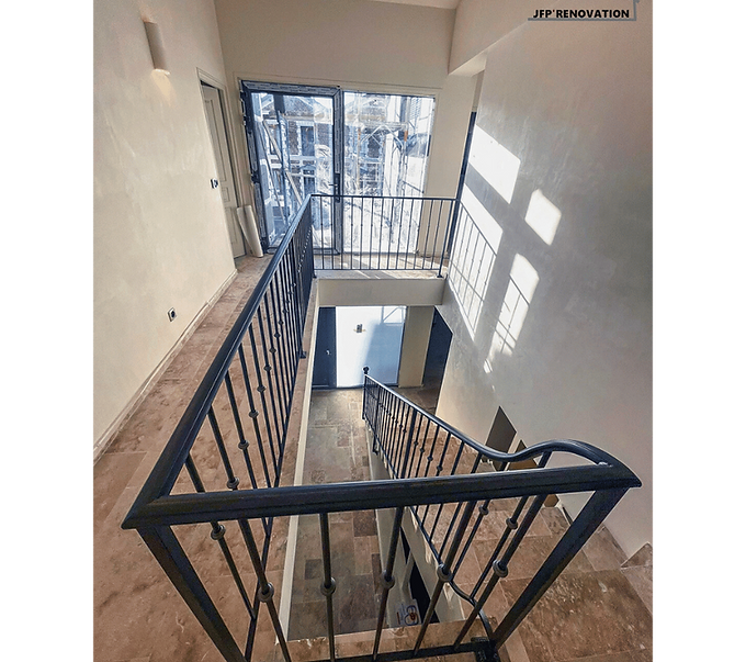 Création escalier, revêtement de sol, garde corps, maison Alfortville (94)