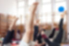 Shoulder stand in yoga class