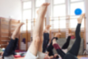 Shoulder stand in yoga class