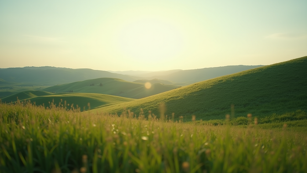 Eye-level view of a Ukrainian landscape with rolling hills