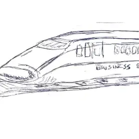 Hand drawn bullet train on tracks