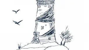 Hand drawn lighthouse vCISO journal doodle relating to ai token and their usage