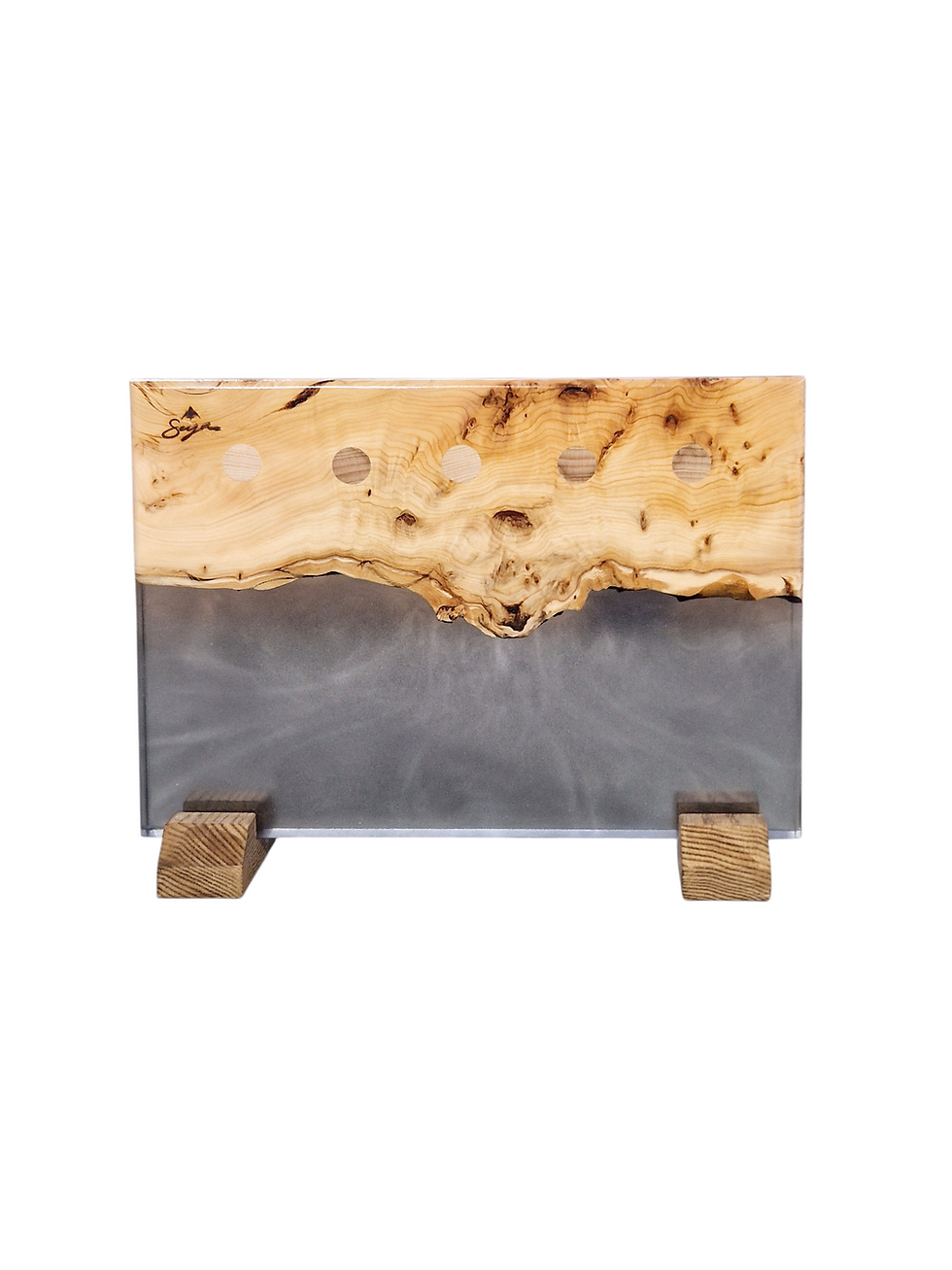 Miniature : Porte couteaux en bois et résine Epoxy