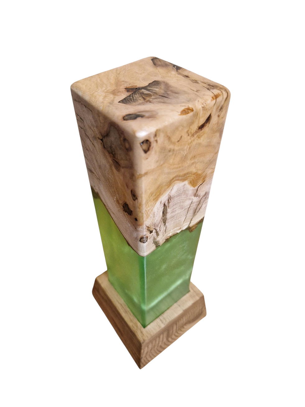 Miniature : Lampe bois et résine Epoxy verte