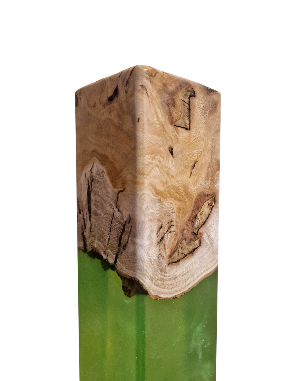 Miniature : Lampe bois et résine Epoxy verte