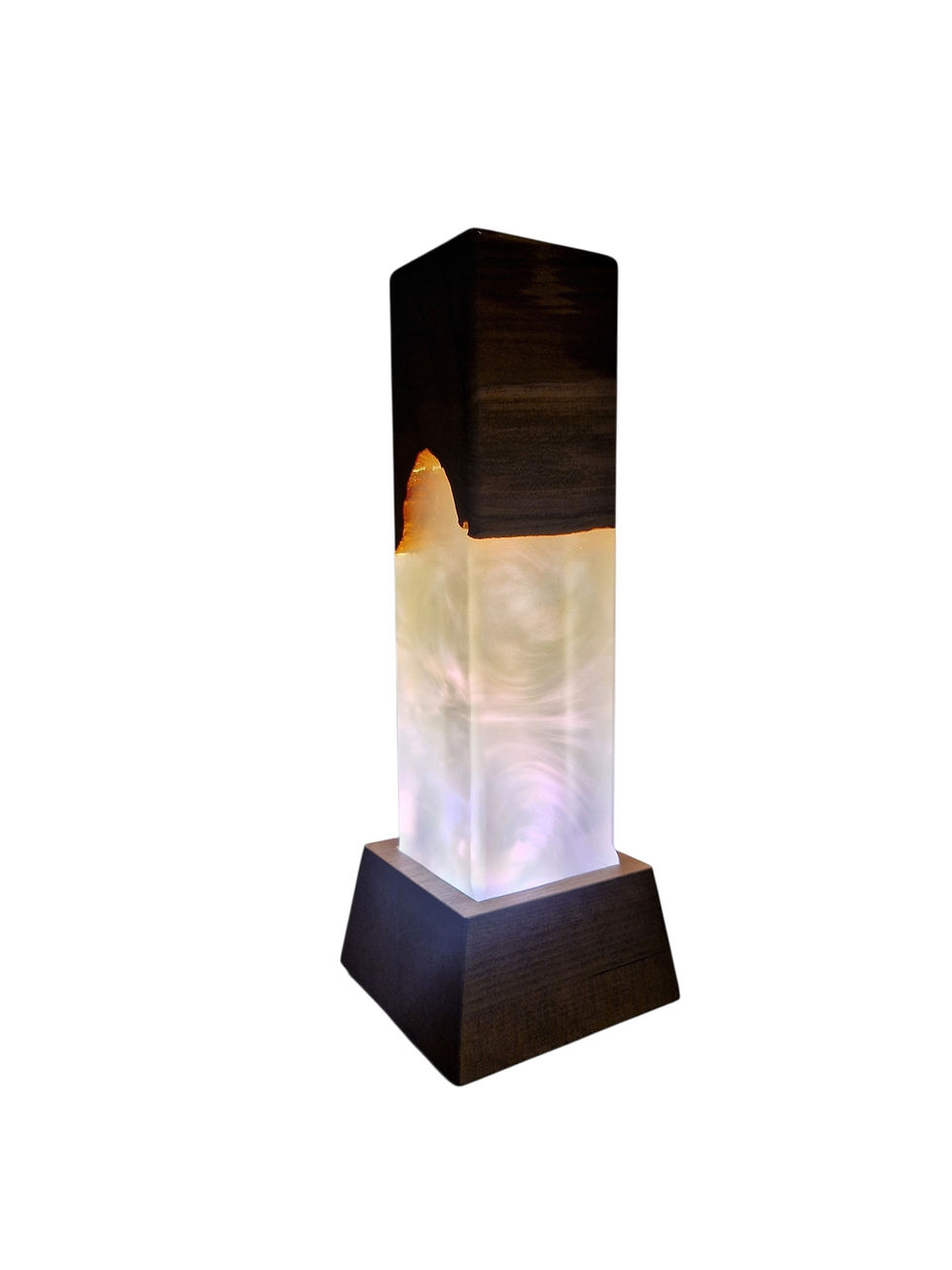 Miniature : Lampe bois et résine Epoxy nacrée