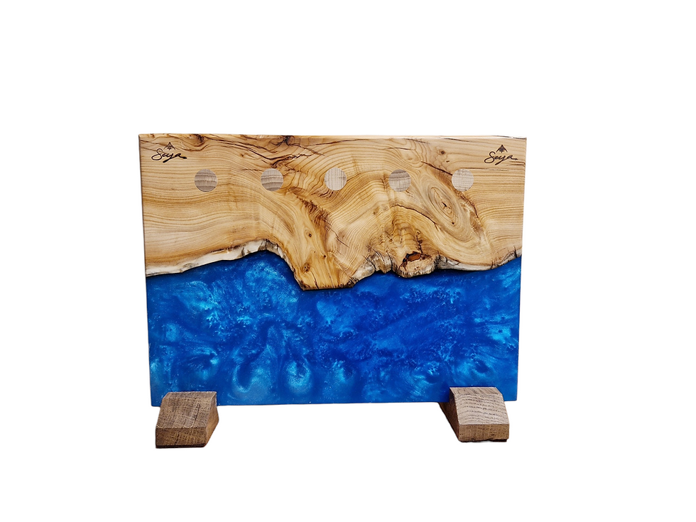 Miniature : Porte couteaux en bois et résine Epoxy