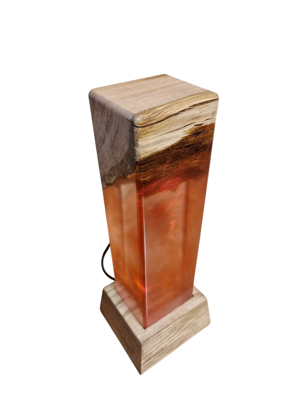 Miniature : Lampe bois et résine Epoxy rouge