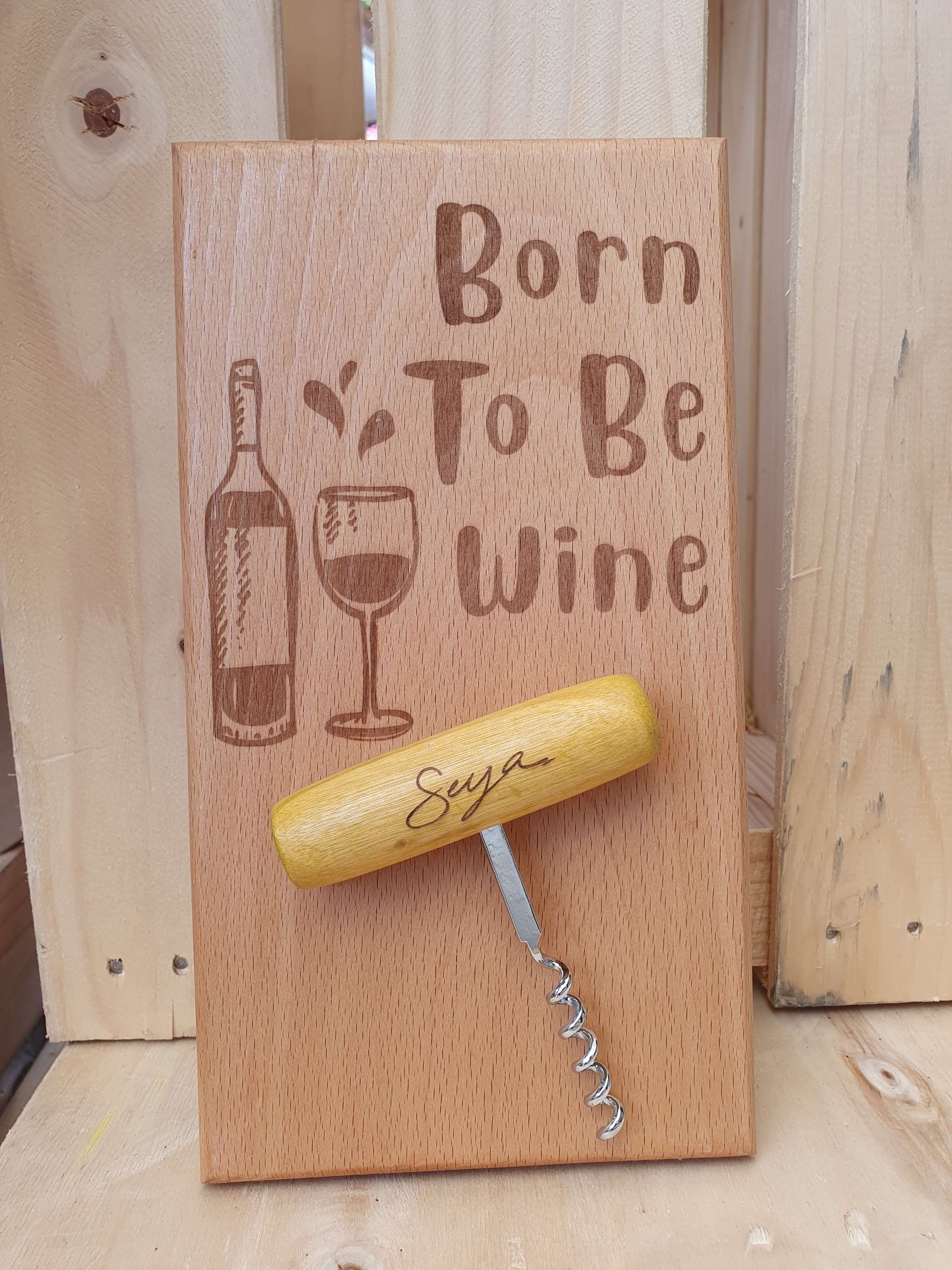 Tire bouchon bois mural aimanté gravure vin humoristique #01