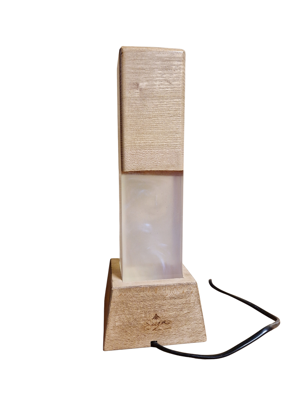 Miniature : Lampe bois et  résine Epoxy nacrée