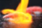 Torched sushi prepared for live sushi bar service