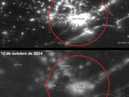 Imagens de satélite da Nasa mostram antes e depois do apagão na Grande São Paulo
